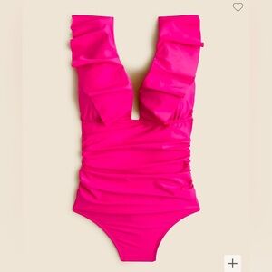 Ruched ruffle one-piece swimsuit
